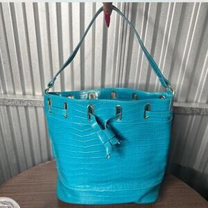 blue emboss crocodile hobo large